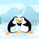 Animated Penguin Kiss